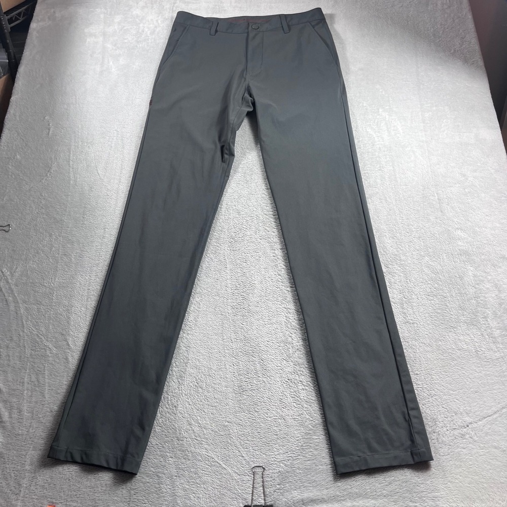 Rhone Commuter Pants Mens 32T Gray Slim Fit Performance Trousers Stretch